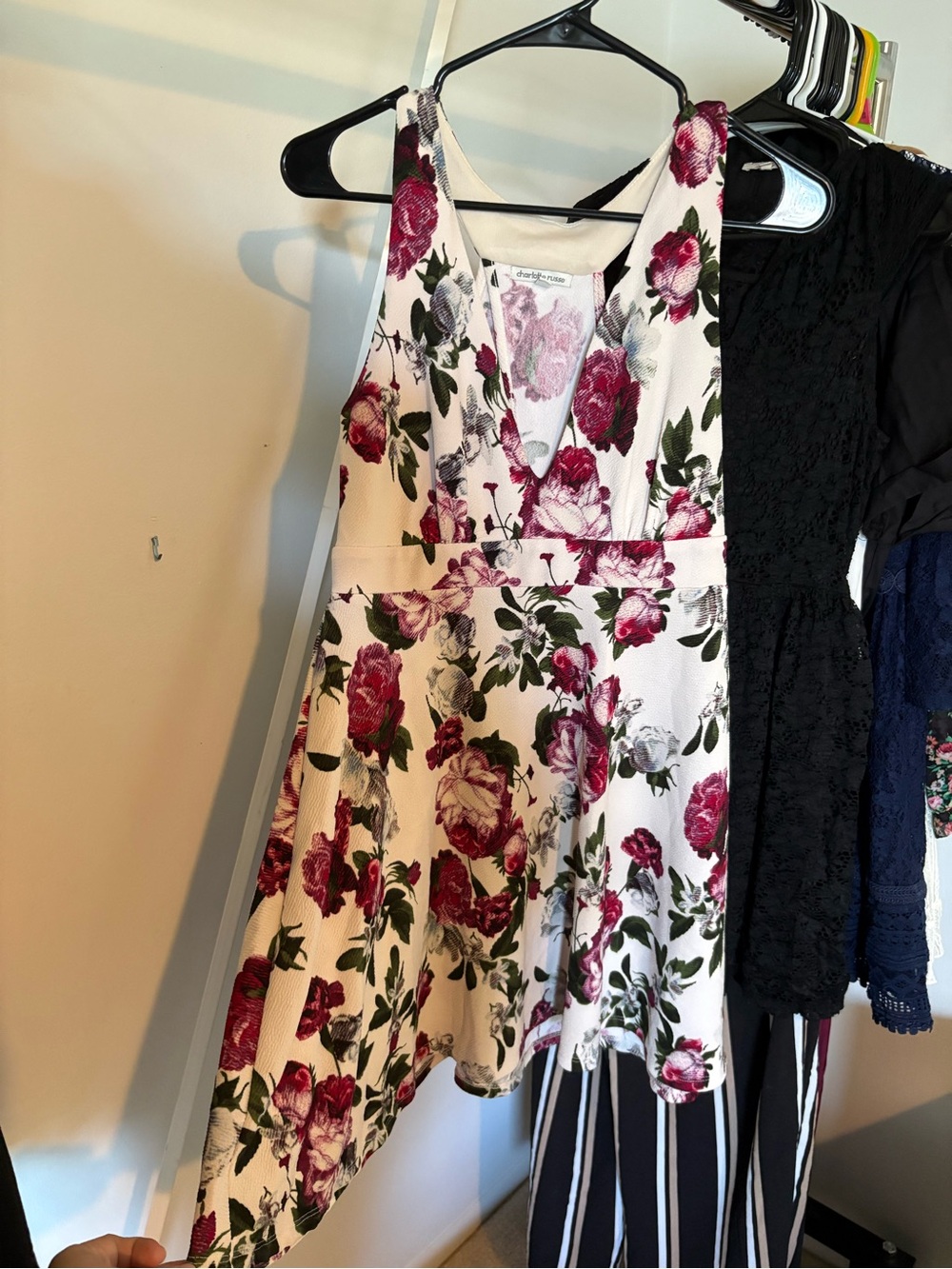 Charlotte Russe White Dress with Pink Floral Print